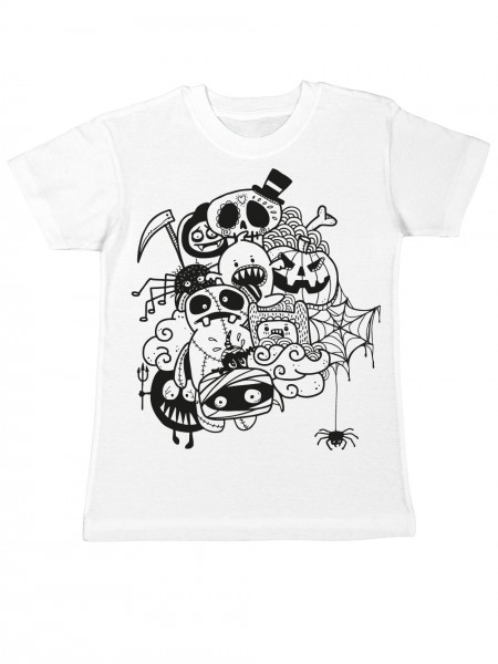 Kinder T-Shirt Halloween Doodle/Schwarz