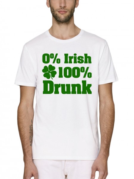 St. Patrick's Day 0 Prozent Irish 100 Prozent Drunk Herren T-Shirt Bio und Fair