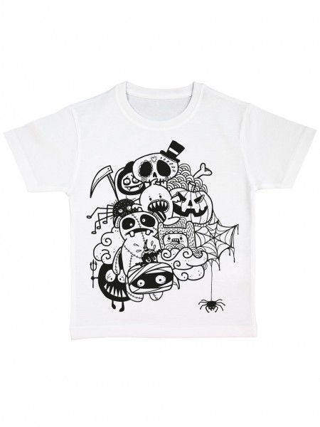 Kinder T-Shirt Bio Halloween Doodle/Schwarz