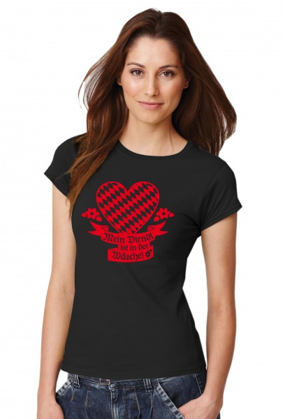 ::: MEIN DIRNDL IST IN DER WÄSCHE ::: Grafikdesign T-Shirt made with Love ::: Damen