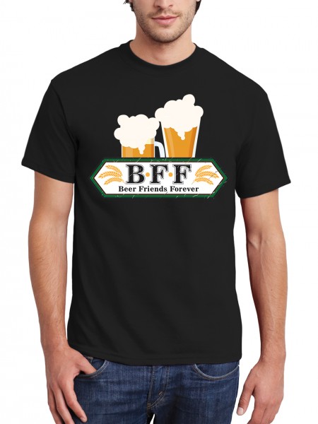 BFF Beer Friends Forever Oktoberfest Bier und Trinken Motiv in Grunge Optik Herren T-Shirt