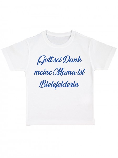 Gott sei Dankmeine Mama ist Bielefelderin Lustiges Fussballmotiv Kinder Bio T-Shirt