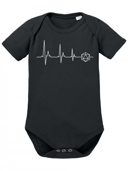 D20 EKG Puls Linie mit Würfel Pen and Paper Rollenspiel Motiv Baby Body Bio