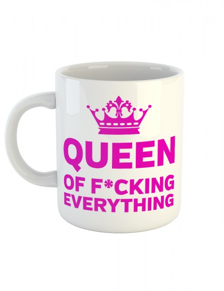 clothinx Kaffeetasse mit Aufdruck Queen Of F Everything