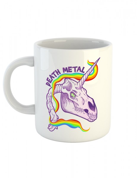 Kaffeetasse mit Aufdruck Rainbow Unicorn Skeleton