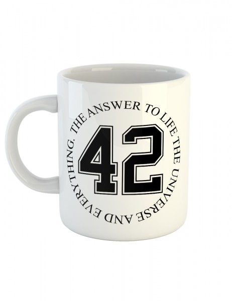 ffeetasse mit Aufdruck The Answer To Life The Universe And Everything 42