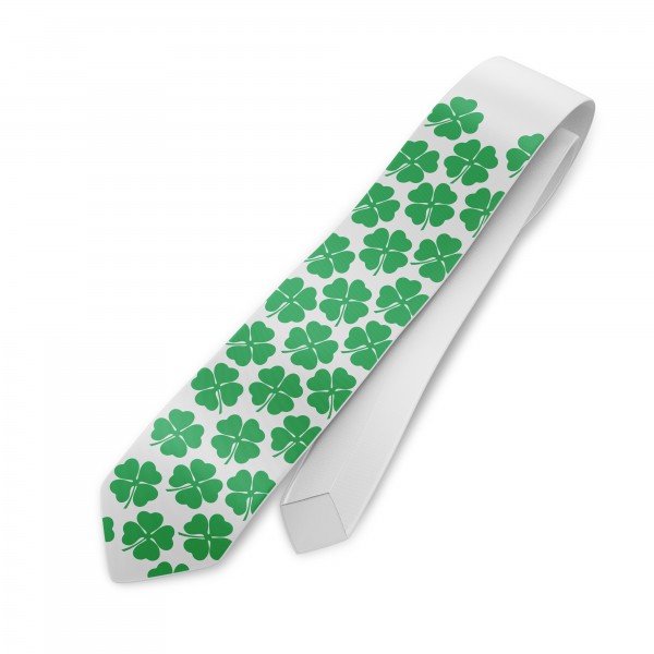St Patricks Day Kleeblatt Krawatte mit Weißem Muster Ideal zum Saint Paddys Day als Gag im Büro oder