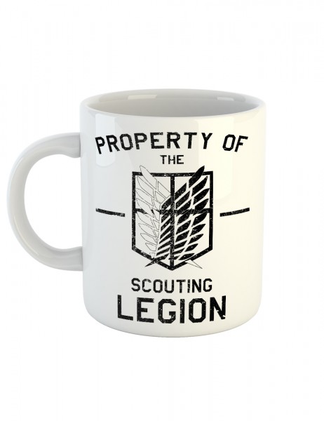 Kaffeetasse mit Aufdruck AoT Property Of The Scouting Legion