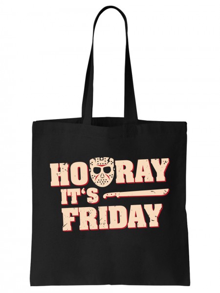 Hooray It is Friday Halloween Hockey Maske Horror Motiv Einkaufstasche