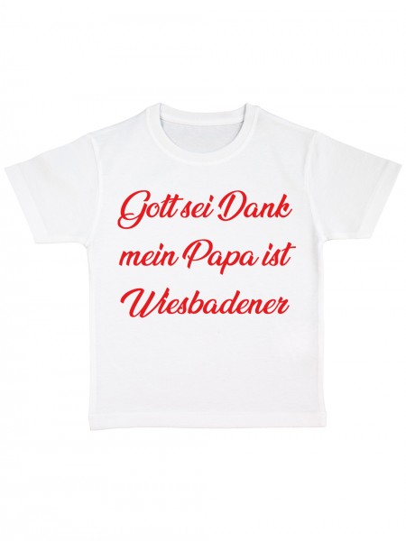 Gott sei Dank mein Papa ist Wiesbadener Lustiges Fussballmotiv Kinder Bio T-Shirt