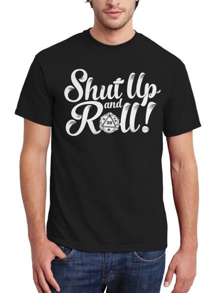 Shut up and Roll RPG Rollenspiel D20 Würfel Herren T-Shirt