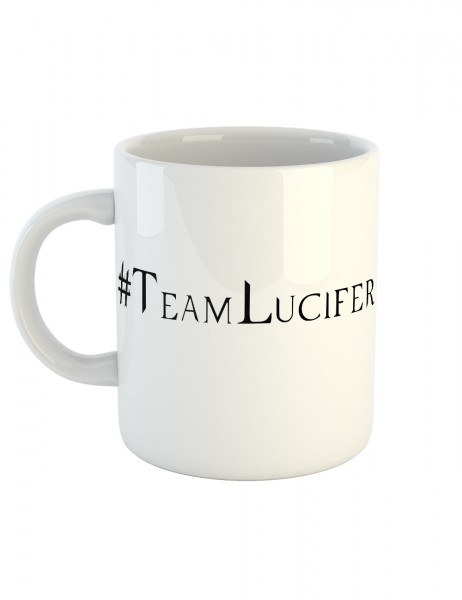 KaKaffeetasse mit Aufdruck Hashtag Team Lucifer