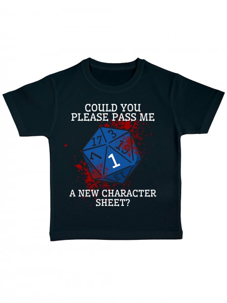 Please Pass Me A New Character Sheet Pen and Paper RPG Kinder Bio T-Shirt