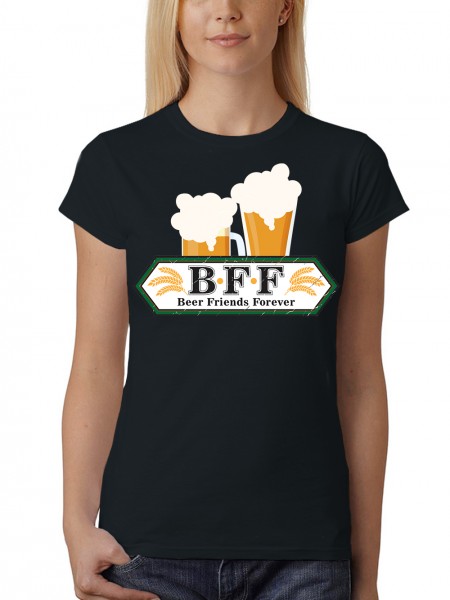 BFF Beer Friends Forever Oktoberfest Bier und Trinken Motiv in Grunge Optik Damen T-Shirt