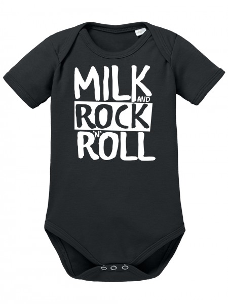 Milk and Rock n Roll, Lustiges Geschenk auch zur Geburt und Taufe Baby Body Bio