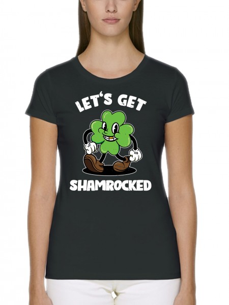 Let's Get Shamrocked Saint Patrick's Kleeblatt Shamrock Damen T-Shirt Fit Bio und Fair