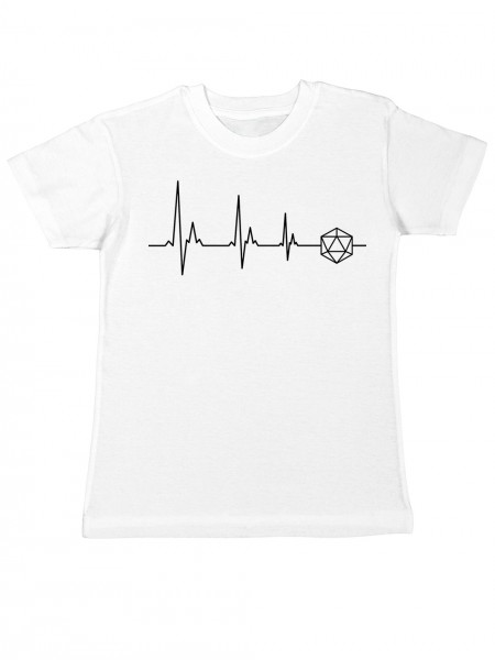 D20 EKG Puls Linie mit Würfel Pen and Paper Rollenspiel Motiv Kinder T-Shirt