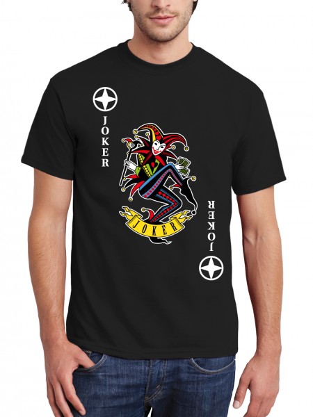Herren T-Shirt Karneval & Fasching Spielkarte Joker Kostüm