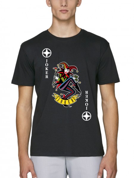 Herren T-Shirt Bio und Fair Karneval & Fasching Spielkarte Joker Kostüm
