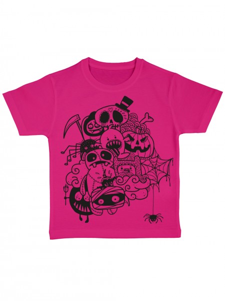 Kinder T-Shirt Bio Halloween Doodle/Schwarz