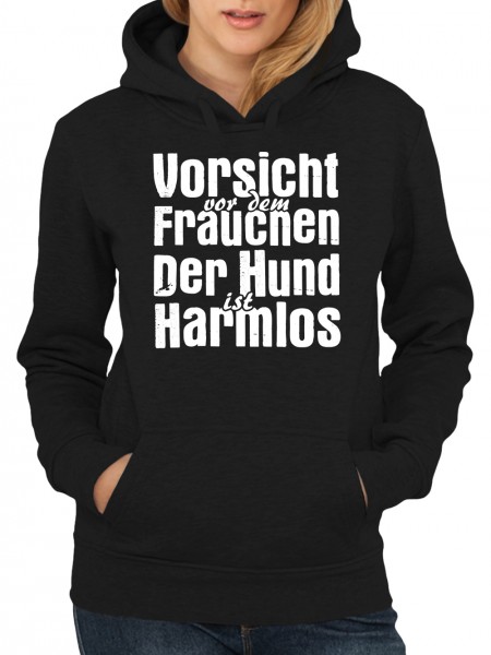 Vorsicht Frauchen Damen Kapuzen-Pullover