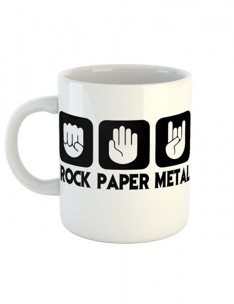 clothinx Kaffeetasse mit Aufdruck Rock Paper Metal