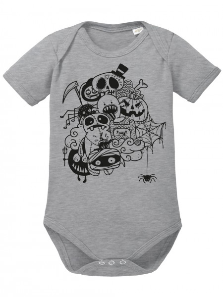 Baby Body Bio Halloween Doodle/Schwarz