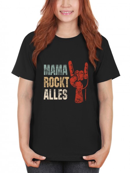 Clothinx Mama Rockt Alles Muttertags-Geschenk Damen T-Shirt Fit Bio und Fair