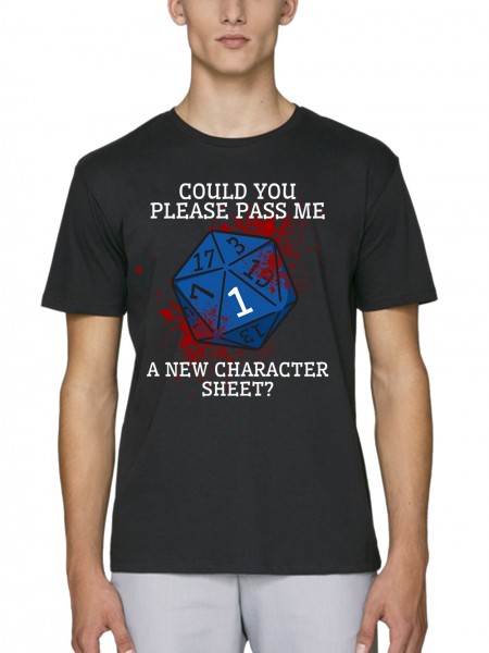 Please Pass Me A New Character Sheet Pen and Paper RPG Herren T-Shirt Bio & Fair
