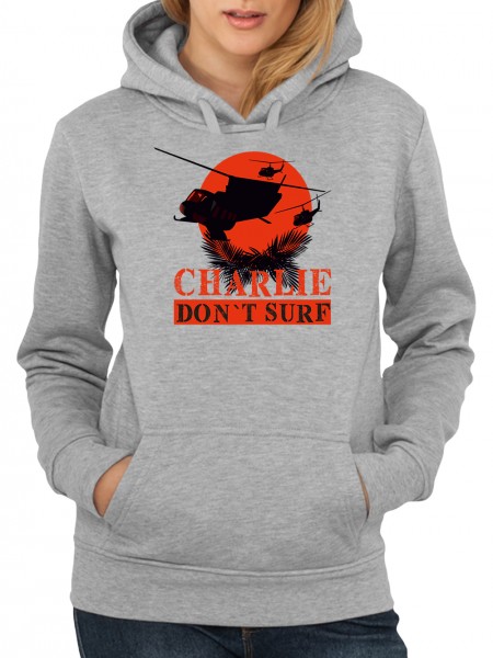 Charlie, don't Surfe Vietnam Shirt US Army Damen Pullover Grau