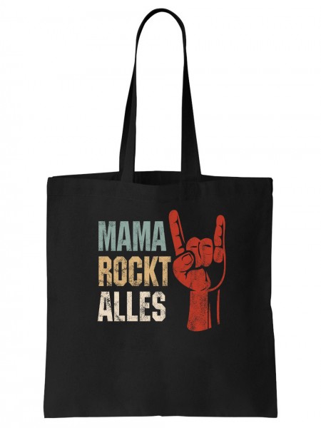 clothinx Geschenk Zum Muttertag Mama Rockt Alles Stoff-Tasche Schwarz