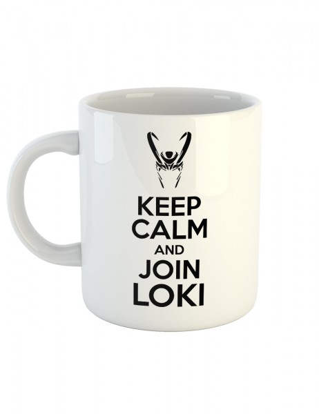 Kaffeetasse mit Aufdruck Keep Calm And Join Loki