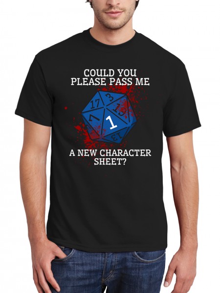 Please Pass Me A New Character Sheet Pen and Paper RPG Herren T-Shirt