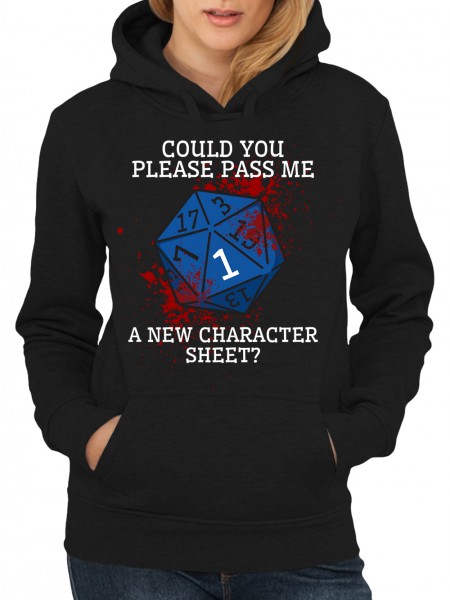 Please Pass Me A New Character Sheet Pen and Paper RPG Damen Pullover